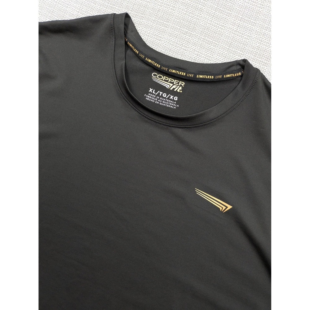 Copper Fit Shirt Mens XLT Black Performance Tee Copper Infused Athletic Gym
